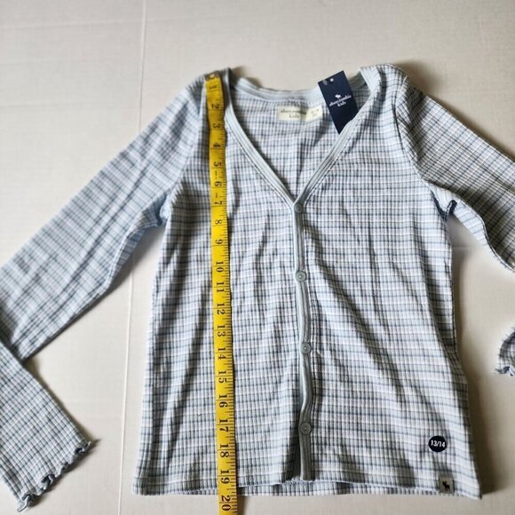 Abercrombie Kids girls 13 / 14 cropped long sleeve cardigan New blue - Picture 8 of 11